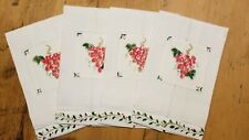 4 Hand Painted Holiday Grapes and border design napkins PEGGY WALZ  Christmas 