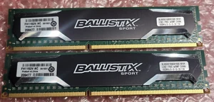 Crucial Ballistix Sport BLS8G3D1609DS1S00 1600MHz 9-9-9-24 **Lot of 2** - Picture 1 of 6