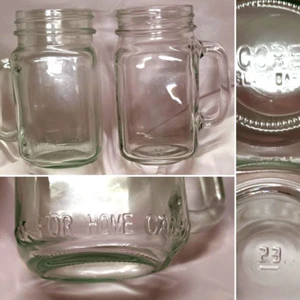 SET OF 2 CLEAR 16 OZ 1 PINT MASON DRINKING JARS WITH HANDLES DIY CRAFT READY - Picture 1 of 9