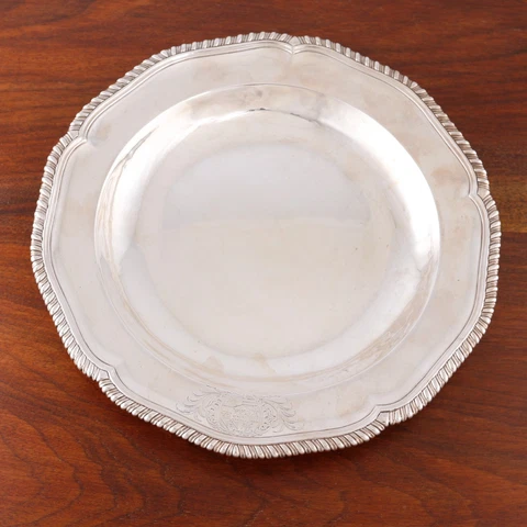 SEBASTIAN, JAMES CRESWELL GEORGIAN STERLING SILVER SOUP BOWL GADROONED RIM 1765 Cover