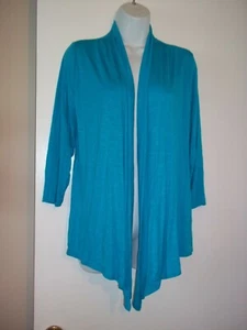 Chico`s Lt. Blue Rayon Blend Knit Open Front Cardigan Top Jacket~SZ 0~ Small - Picture 1 of 7
