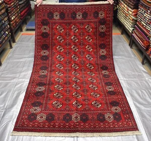 Vintage Afghan Bokhara Wool Area Rug 4x6 ft Hand Knotted Persian Tribal Carpet - Picture 1 of 13