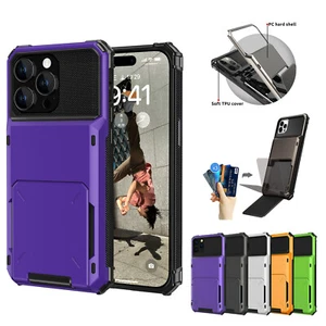 Case For iPhone 15 14 Pro Max 11 13 12 7 8Plus XR Card with Holder Shockproof - Picture 1 of 16