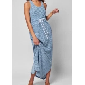 Faherty Marina Fish Scale NWT Long Blue Dress Sz Large - Picture 1 of 5