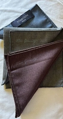 Tombolini Lot of 3/Multicolor Pocket Squares 100%Cotton 9’x9’ Pre-owned - Image 1 of 4