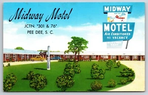 Midway Motel Pee Dee South Carolina SC Chrome um 1950 Postkarte - Bild 1 von 2