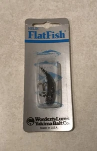 HELIN FAMOUS F-4 F4 FLATFISH BLACK SPARKLE MJ SALMON 1-1/2” LURE NEW VINTAGE - Picture 1 of 5