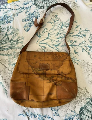 BOLSO DE HOMBRO VINTAGE ALVIERO MARTINI CLASE 1A GEO IMPRESIÓN MAPA DEL MUNDO GLOBAL Foto 1 de 4