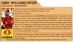Hasbro G.I. Tarjeta de archivo Joe: DVD Battles Baroness 2008 (v11) Cobra Intelligence - Imagen 1 de 1
