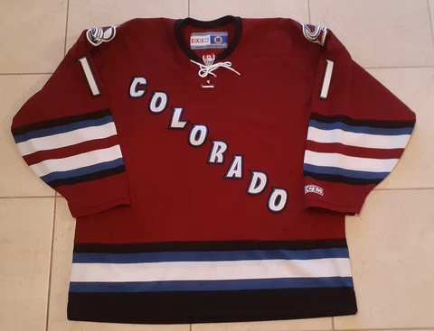 VINTAGE UNWORN COLORADO AVELANCHE 3RD. HOCKEY JERSEY AEBISCHER MEN'S XL BY CCM Cover