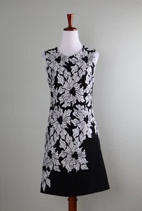 WHITE HOUSE BLACK MARKET NWT $130 Black White Floral Embroidered Dress Size 8 - Picture 1 of 5