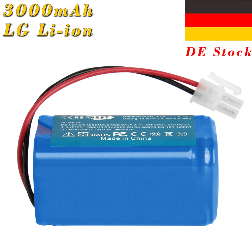 CREABEST 14.8V 3.0Ah Lithium Akku für Ecovacs Deebot CR130 Dibea 4ICR19/65 V870 CEN 540
