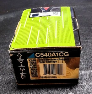 Brand New Sealed Lexmark C540A1CG Cyan Toner Cartridge C540 - Picture 1 of 2