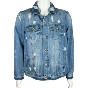 Chaqueta vaquera Cavalini Denim Collection para mujer L desgastada rasgada camionera denim - Imagen 1 de 21
