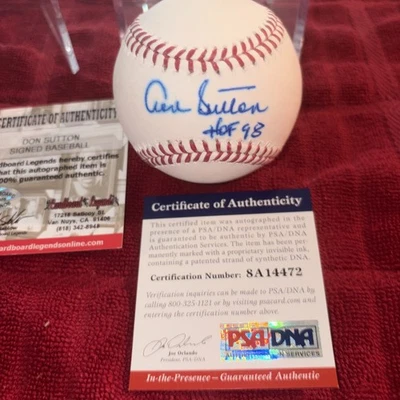 Don Sutton Signed Official MLB Baseball HOF 98 Inscribed PSA /DNA Certified - Image 1 of 4