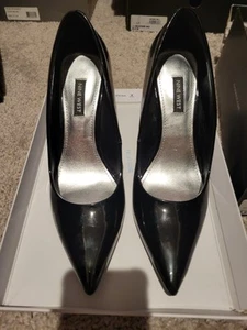Nine West Black Patent Leather Pointed Toe Wedge Heels 8.5 - Picture 1 of 7