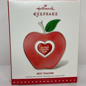 New Hallmark Christmas Ornament Best Teacher You Teach from the Heart Apple Dd15 - Picture 1 of 2