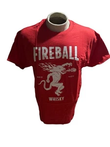 Fireball Whiskey Red T-Shirt 2XL Gildan Heavy Cotton Promo Bar Liquor Tee - Picture 1 of 2