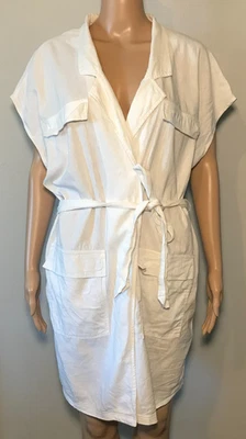 ASOS Women's Dress Size14 Linen Blend Cap Sleeve Waist Tie-Strap Pockets Sheath - Image 1 of 4