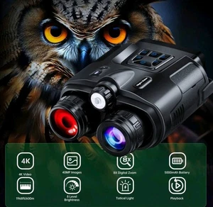 600M Night 4k Vision 8/4X Zoom Binoculars Head IP65 Waterproof 5000mAh UK - Picture 1 of 9