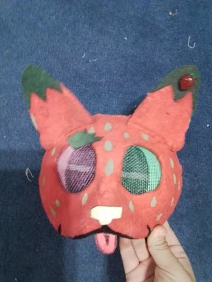 Strawberry Cat Mask for Furries and Therians                                     - Image 1 of 4