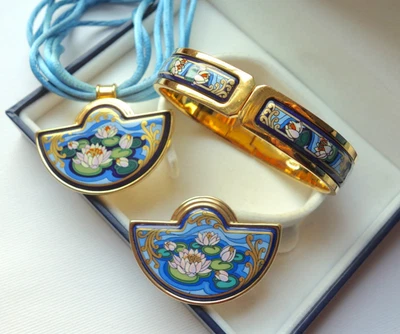 Rare MICHAELA FREY WILLE Jewelry Set Hommage à Monet Water Lilies Vintage - Image 1 of 4