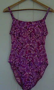 TRAJE DE BAÑO PARA MUJER ""CHEROKEE"" 1 PIEZA PÚRPURA CIRUELA FLORAL TALLA 14                 - Imagen 1 de 5