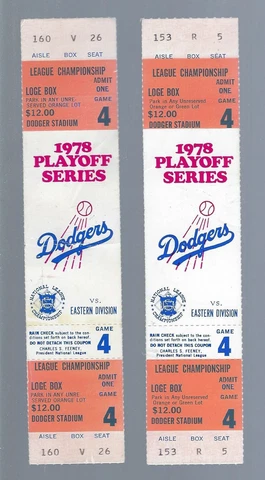 VINTAGE 1978 NLCS PHILADELPHIA PHILLIES @ DODGERS FULL BASEBALL TICKETS GAME #4 Cover
