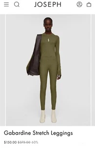 JOSEPH Gabardine Stretch Leggings in Olive Size FR 42 - Picture 1 of 6