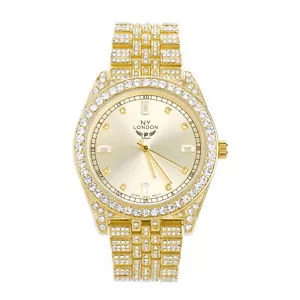 Herrenmode vergoldete Iced CZ Metallband Uhren WM 1586 G - Bild 1 von 2