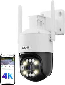 ZOSI 4K 8MP Cámara de seguridad WiFi 6 Exterior con 360° PT y Visión Nocturna - Imagen 1 de 9