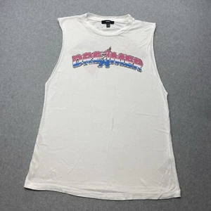 Diesel Sleeveless White T-Shirt Women's Cotton Size Large Mountains - Picture 1 of 9