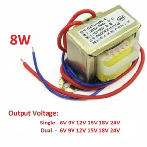 Transformador de potencia de CA de 8 W entrada 220 V 50 Hz salida única y doble 6 V/9 V/12 V/15 V/18 V/24 V - Imagen 1 de 5