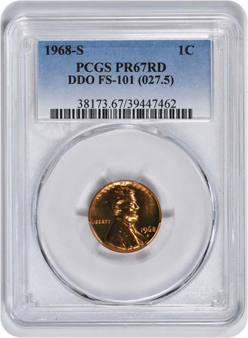 1968-S Lincoln Cent DDO FS-101 PR67RD PCGS Cover