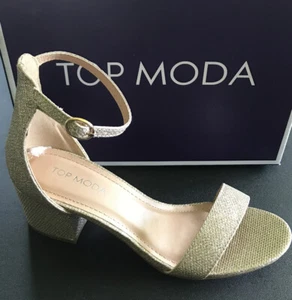 Sandalia Top Moda Darcie con correa al tobillo champán para mujer talla 5,5 precio de venta sugerido por el fabricante 48 USD - Imagen 1 de 4