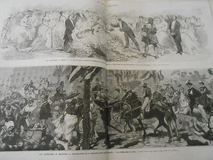 Gravure 1874 - Théatre à Madrid Place des Taureaux - Picture 1 of 1