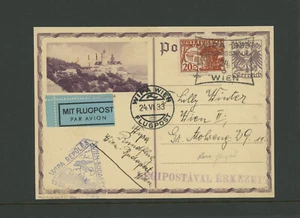 1933 Germany Air Mail Postal Card Used Stamps Postcard - Picture 1 of 2