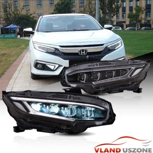 LED Four Lens Headlights For Honda Civic 2016-2021 Blue DRL w/Animation Set - Picture 1 of 18