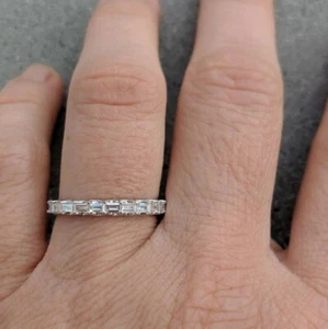 Baguette Trellis Eternity Ring Love Wedding Band Gift Engagement Band 925 Silver - Picture 1 of 10