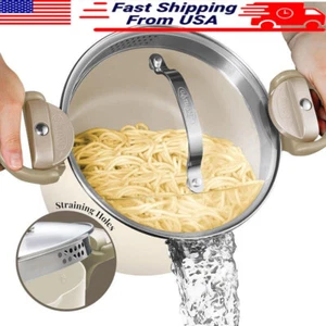 Pastiera 5 Qt Coperchio Twist & Lock Versare Beccucci Antiaderente Ceramica Lavabile in Lavastoviglie Nuova - Foto 1 di 5