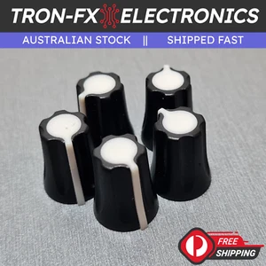 5PCS 13.5x16.2mm Plastic Black Knob with White for D-Shaft 6MM Pot - Picture 1 of 4