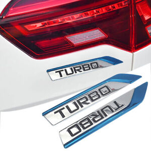 Blue Sticker Metal Turbo Side Wing Badge Chrome Fender Sport Emblem 3D Sticker