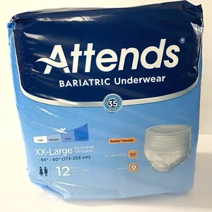 Attends Bariatric Adult Disposable Underwear XXL AU50 Super Absorbent Core 12 Ct - Picture 1 of 10