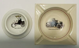 Set of 2 Vintage Oldsmobile Curved Dash Runabout/ Winton Automobile  Ashtray - Picture 1 of 7
