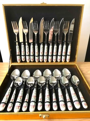 Minton Style Cutlery Set Spoon Fork Teaspoon Stainless Steel  24 Pcs - Image 1 of 4
