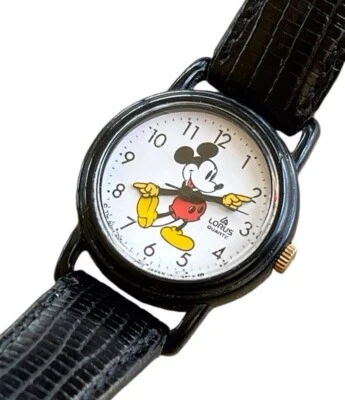 Часы Disney Lorus Mickey Mouse черная кожа узор искусственный крокодил - Изображение 1 из 4