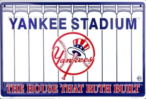 YANKEE STADIUM "The House That Ruth Built" Embossed Metal Signs 18x12 NEW - Picture 1 of 1