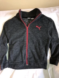 Puma Girls size Large 12 / 14 Gray fleece athletic Jacket - Picture 1 of 4