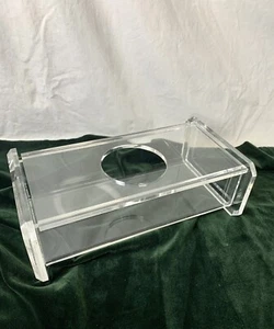 Caja de pañuelos vintage Lucite MCM bordes biselados rectangular única retro - Imagen 1 de 16