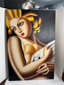 Tamara de Lempicka Style a portrait of a female/Woman canvas painting Deco - Picture 1 of 8
